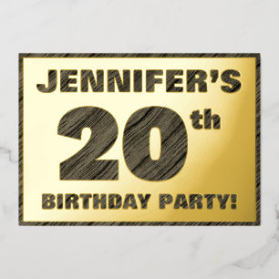 20th Birthday Party — Bold, Faux Wood Grain Text