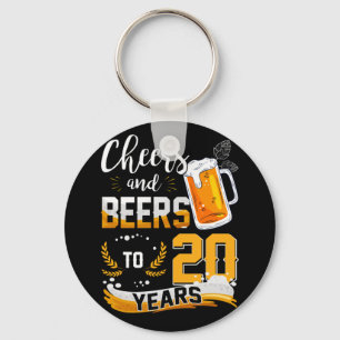 20th Birthday Party Cheers And Beers To 20 Years Keychain