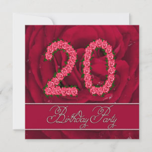 20th birthday party invitation with roses