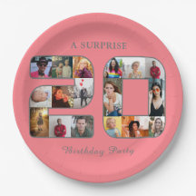 20th Birthday Party Photo Collage Blush Pink