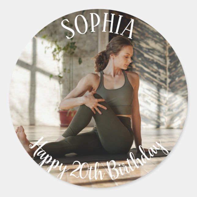 20th Birthday photo Classic Round Sticker (Front)