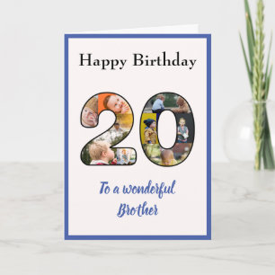 20th Birthday Photo Collage Brother Unique Custom Card