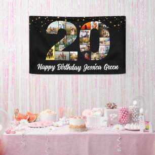 20th birthday Photo Collage happy birthday event Banner
