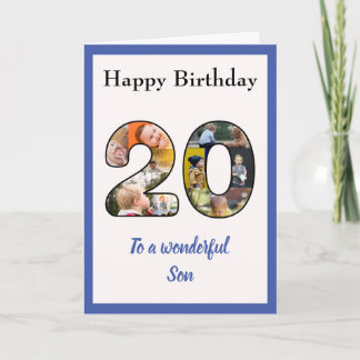 20th Birthday Photo Collage Son Unique Keepsake Card