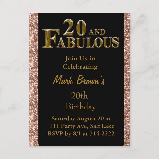 20th Birthday  Postcard (Front)