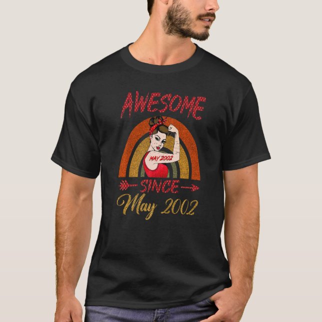20th Birthday Queen Awesome Since May 2002 Rainbow T-Shirt (Front)