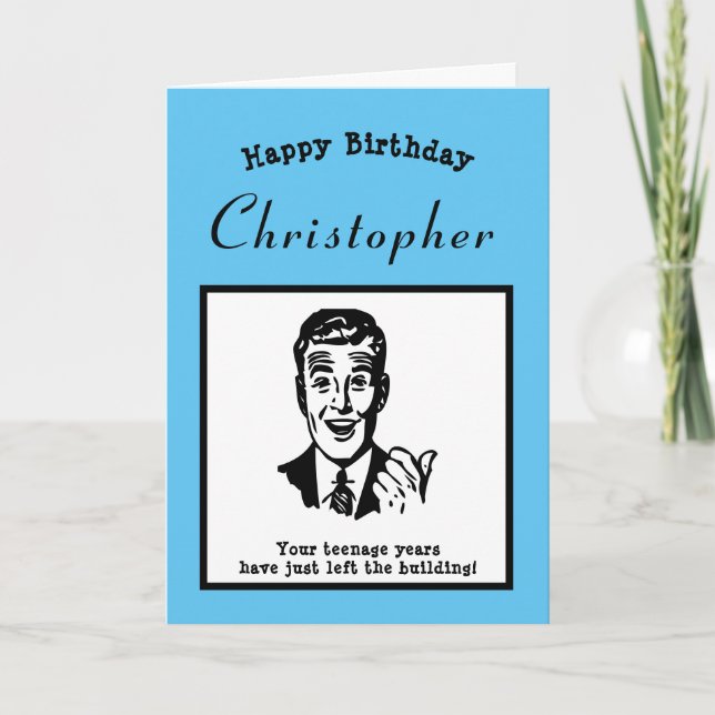 20th Birthday Retro Cartoon Funny Personalized Card (Front)