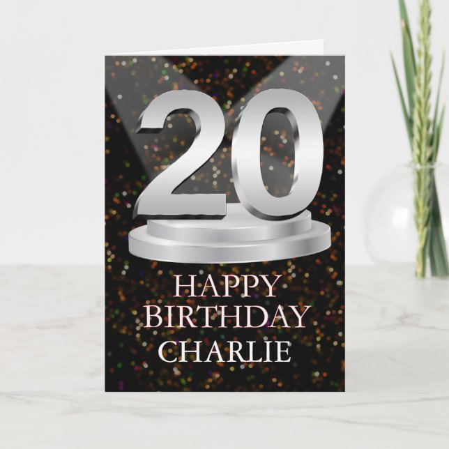20th Birthday Spotlights Ajouter une carte de nom (Devant)