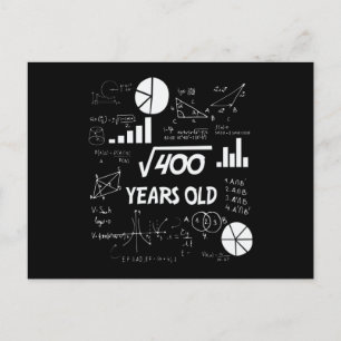 20th Birthday Square Root Math 20 Years Old Bday Postcard