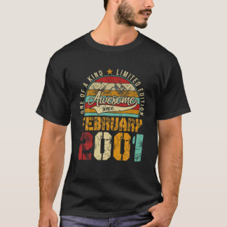 20Th Birthday Tee Distressed February 2001 Gift 20