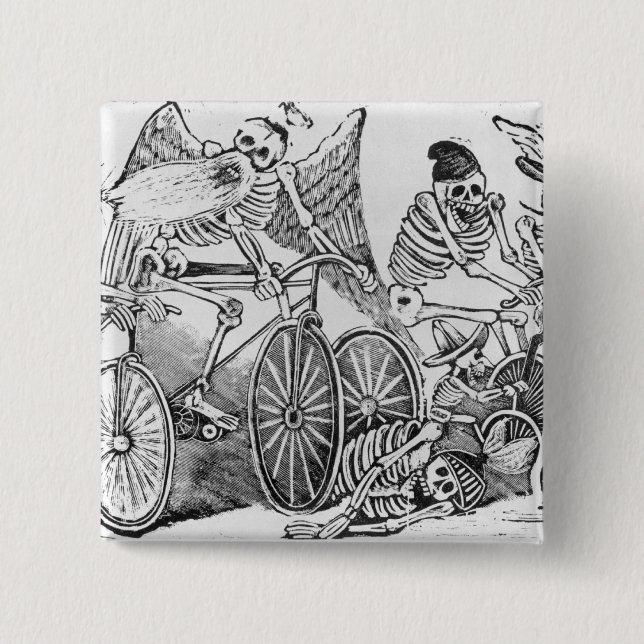20th century Calavera 2 Inch Square Button (Front)