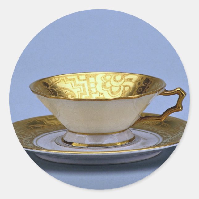 20th century tea cup and saucer, Bavaria, Germany Classic Round Sticker (Front)