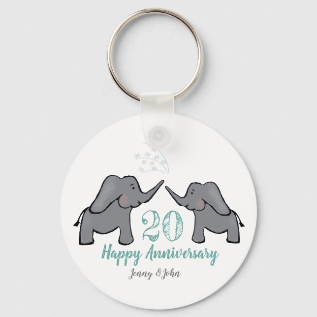 20th china wedding anniversary elephant key ring (Front)