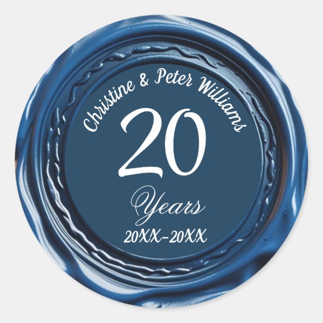 20th China Wedding Blue Wax Seal Sticker (Front)