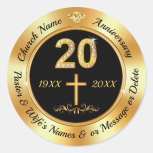 20th Church Anniversary Ideas, 20th Anniversary  Classic Round Sticker