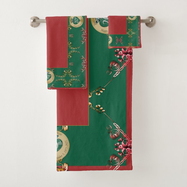 20th Emerald/Any Wedding Anniversary  Bath Towel S (Insitu)