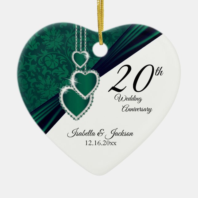 20th Emerald Photo Wedding Anniversary with Photo Ceramic Ornament (Front)