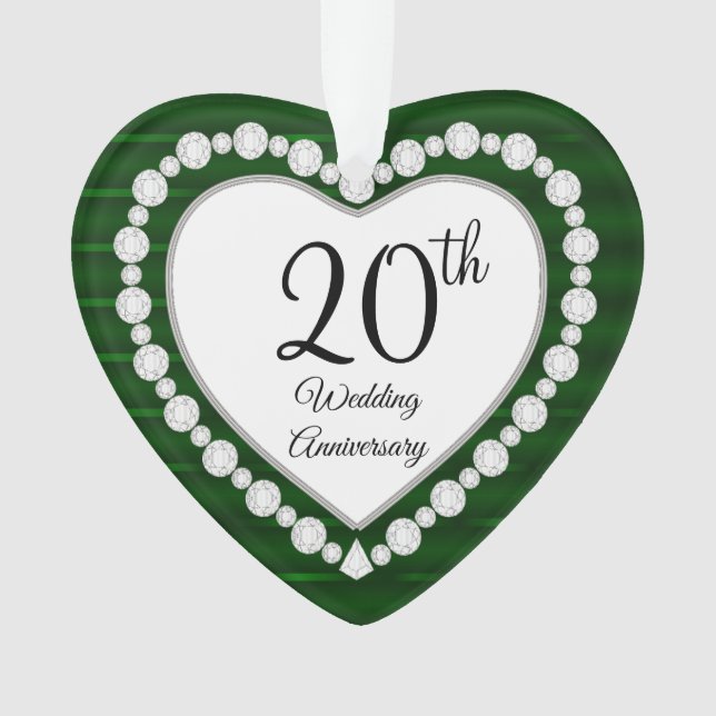 20th Emerald Wedding Anniversary Keepsake Design Ornament (Front)