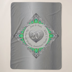 20th Emerald Wedding Anniversary Sherpa Blanket