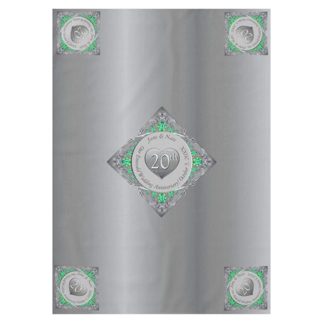 20th Emerald Wedding Anniversary Tablecloth (Front)