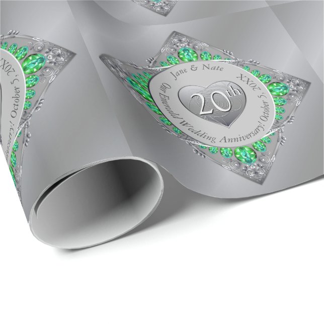 20th Emerald Wedding Anniversary Wrapping Paper (Roll Corner)
