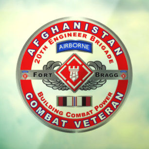 20th Engineer Brigade Afghanistan Veteran Window Cling