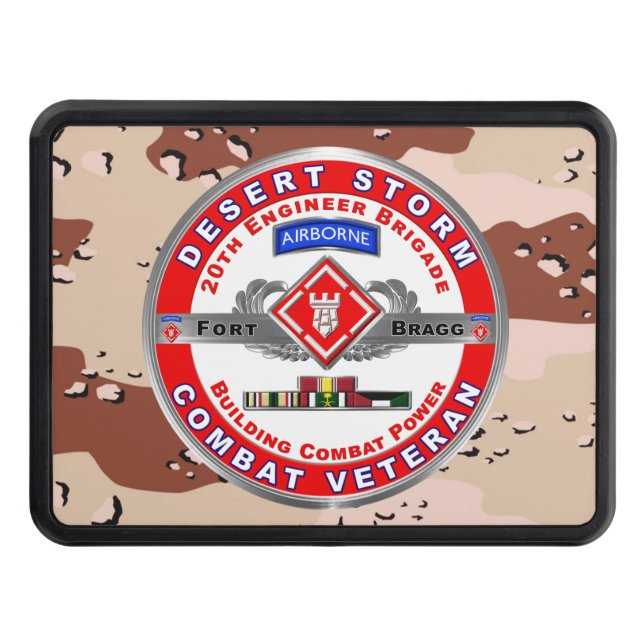 20th Engineer Brigade Desert Storm Veteran Trailer Hitch Cover (Front)