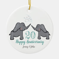 20th green & white elephant wedding anniversary