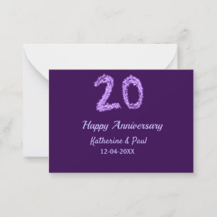 20th happy anniversary add couple name date purple card