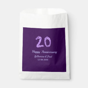 20th happy anniversary add couple name date purple favour bag
