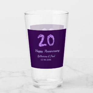 20th happy anniversary add couple name date purple glass