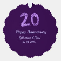 20th happy anniversary add couple name date purple