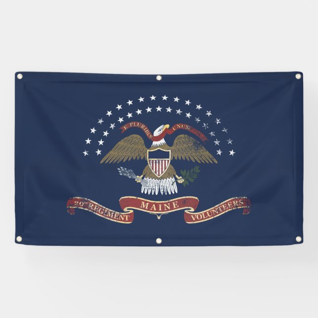 20th Maine Flag Banner - Vintage Distressed (Horizontal)
