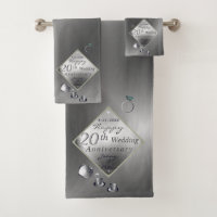 20th Platinum Emerald Anniversary Bath Towel Set