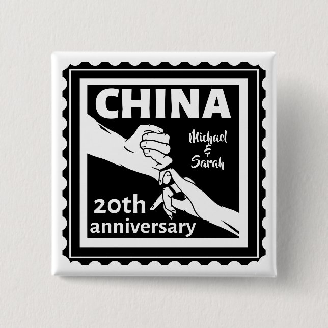 20th wedding anniversary China traditional 2 Inch Square Button (Front)