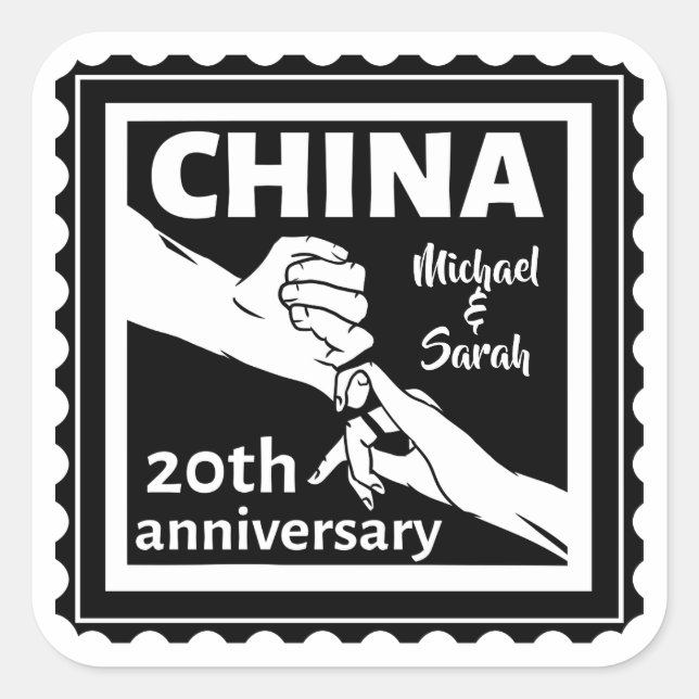 20th wedding anniversary China traditional Square Sticker (Front)