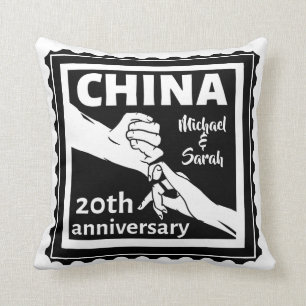 20th wedding anniversary China traditional Throw Pillow