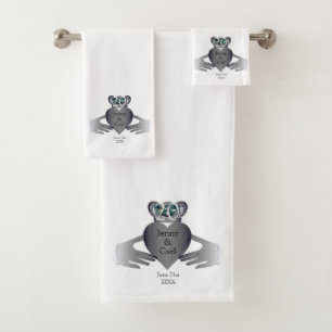 20th Wedding Anniversary Claddaugh  Bath Towel Set