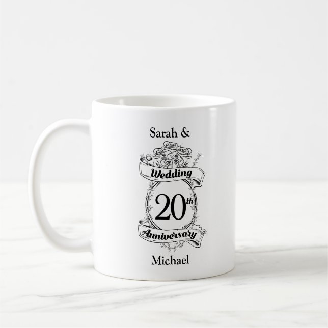 20th Wedding Anniversary Flowers Coffee Mug (Left)