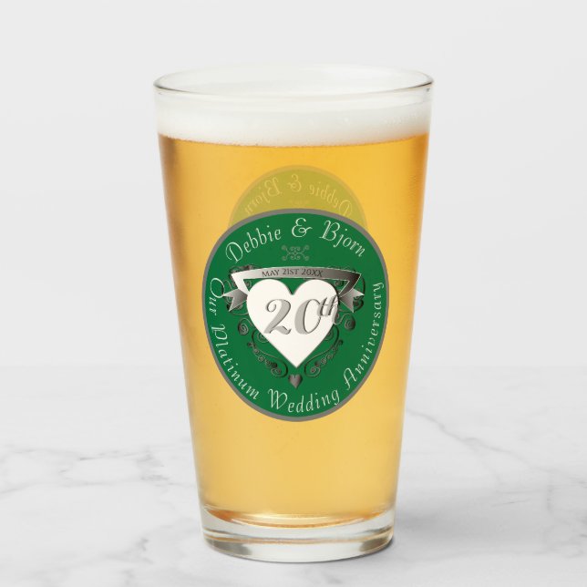 20th Wedding Anniversary   Glass (Back Filled)