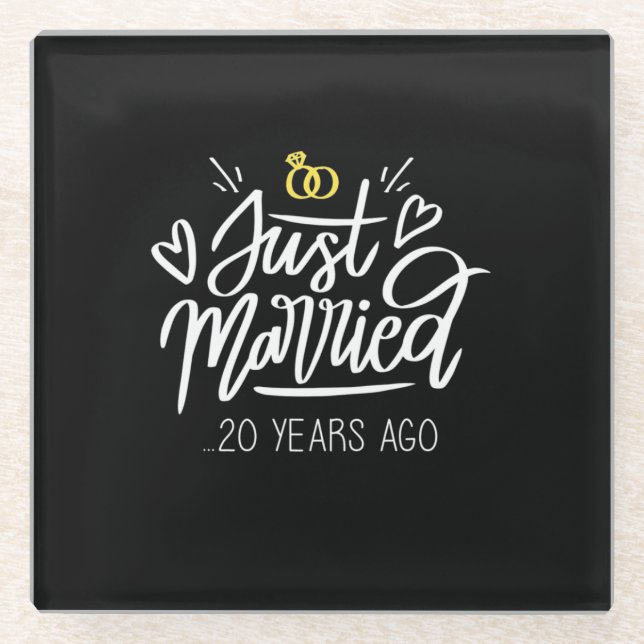 20th Wedding Anniversary Glass Coaster (Front)