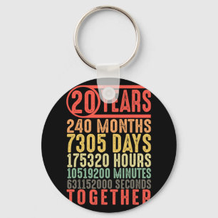 20th Wedding Anniversary Him Her Matching Couples Keychain