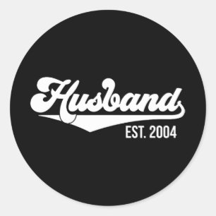 20th Wedding Anniversary Husband Est 2004 T-shirt. Classic Round Sticker