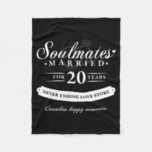 20th Wedding Anniversary Husband Wife Artwork Fleece Blanket