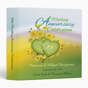 20th Wedding Anniversary Party Guest Book 1.5 inch Binder