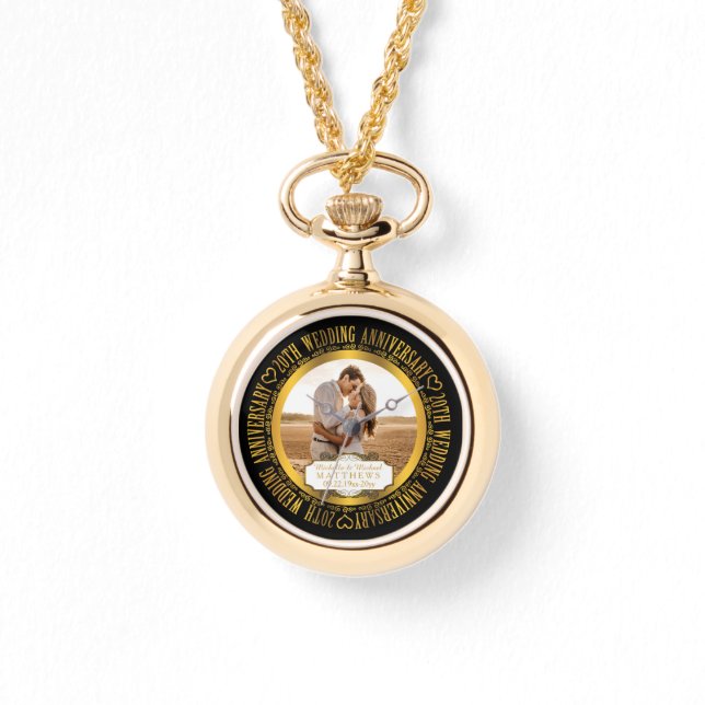 20th Wedding Anniversary Photo Keepsake  Watch (Front)