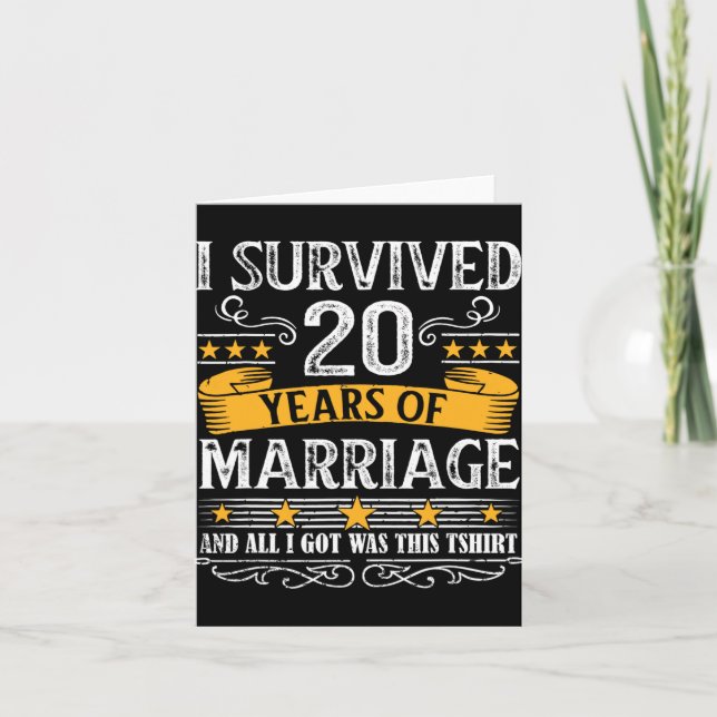 20th Wedding Anniversary Shirt Couples Husband Wif Card (Front)