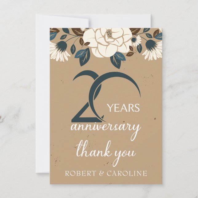 20th Wedding Anniversary Thank you Floral Card (Front)