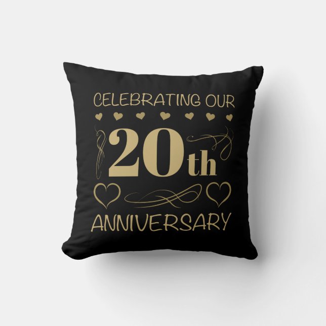 20th Wedding Anniversary Throw Pillow (Front)