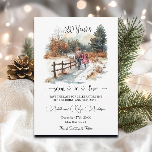 20th Wedding Anniversary Winter Landscape Romantic Save The Date (Creator Uploaded)
